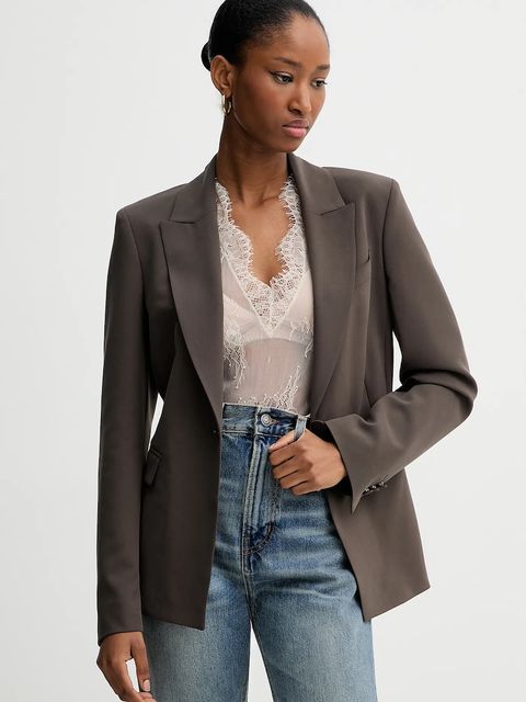 Blugirl Blumarine marynarka i bluzka kolor brązowy jednorzędowa gładka RF5285.T5771 - zdjęcie produktu nr 1