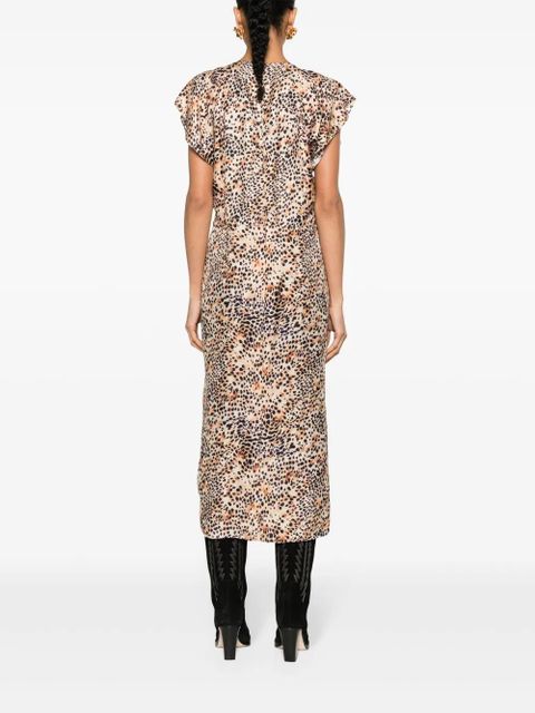 ISABEL MARANT Lyndsay graphic-print midi dress - Neutrals