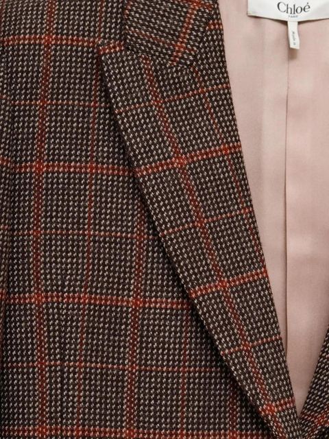 Chloé checked single-breasted blazer - Brown