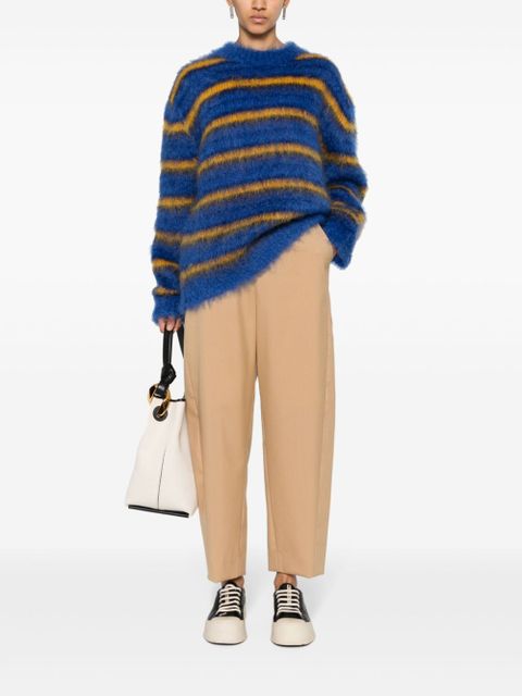 Marni logo-embroidered tapered trousers - Neutrals - zdjęcie produktu nr 2