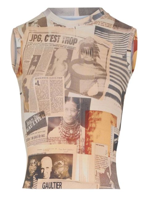 Jean Paul Gaultier ribbed journal-print tank top - Neutrals - zdjęcie produktu nr 1