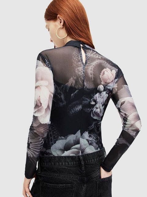 AllSaints bluzka ELIA VALLEY damska kolor czarny wzorzysta - zdjęcie produktu nr 2