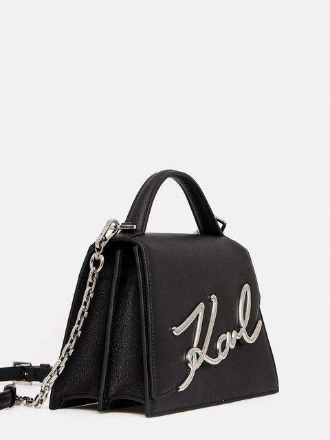 Karl Lagerfeld torebka skórzana K/SIGNATURE kolor czarny A1W30036