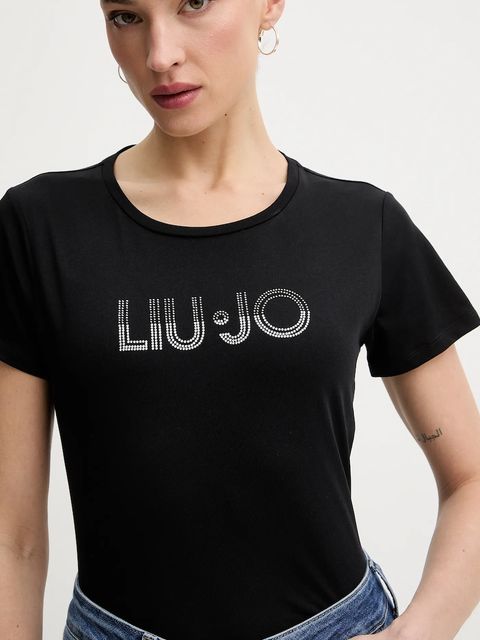 Liu Jo t-shirt bawełniany damski kolor czarny TA6056 JS923