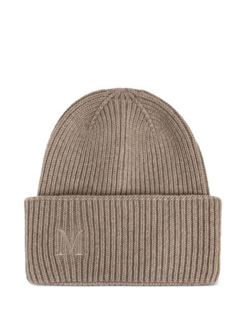 Max Mara Mmretina ribbed embroidered beanie hat - Neutrals - zdjęcie produktu nr 1