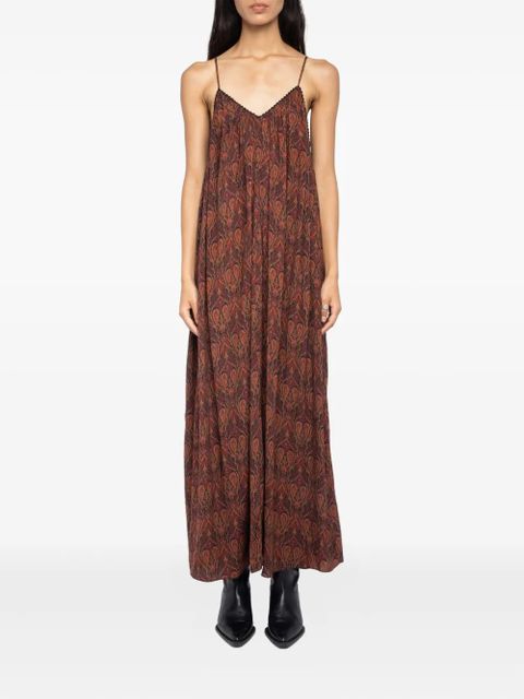 Zadig&Voltaire paisley-pattern lace-trim maxi dress - Brown - zdjęcie produktu nr 2