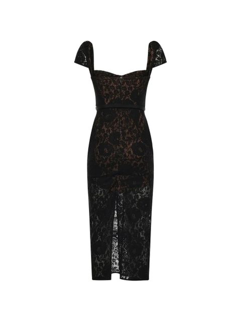 Self-Portrait lace button midi dress - Black