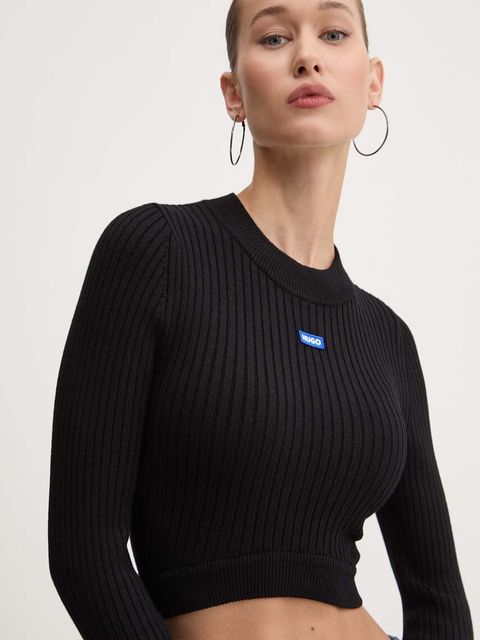 HUGO Blue sweter damski kolor czarny lekki 50518280