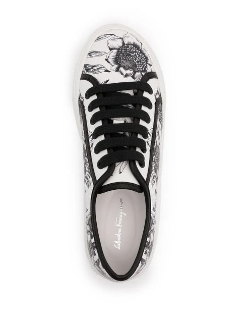 Ferragamo Borg floral-print sneakers - White