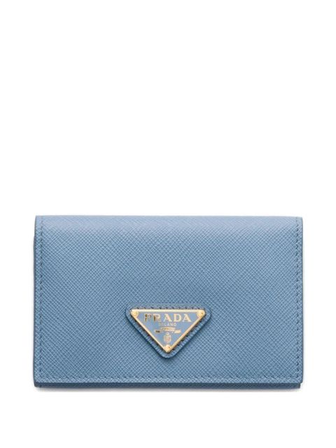 Prada triangle-logo leather card holder - Blue - zdjęcie produktu nr 1
