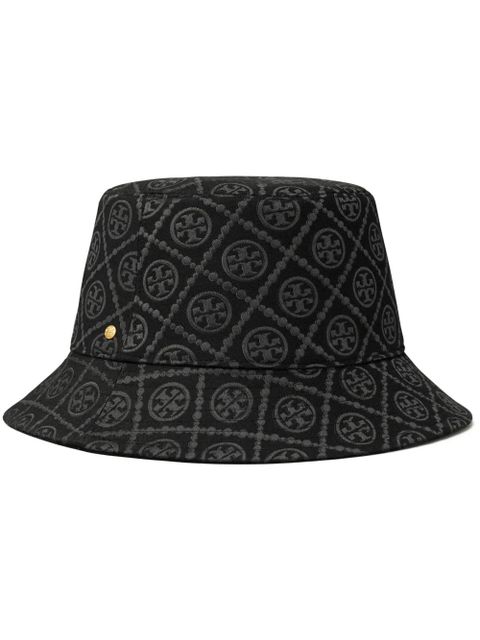 Tory Burch T monogram-pattern reversible bucket hat - Black - zdjęcie produktu nr 1