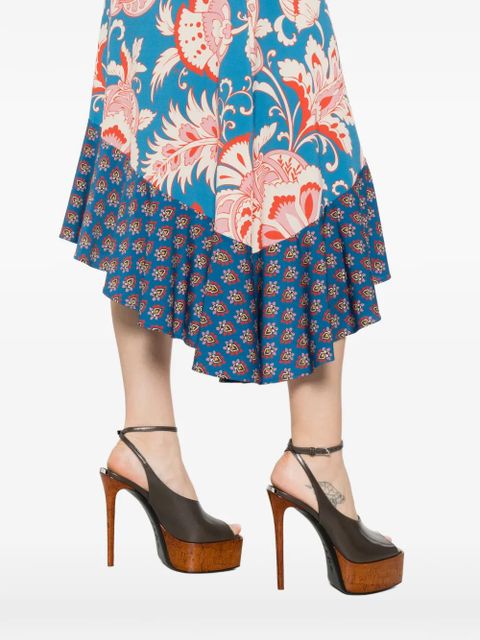 ETRO floral-print ruffled midi dress - Blue