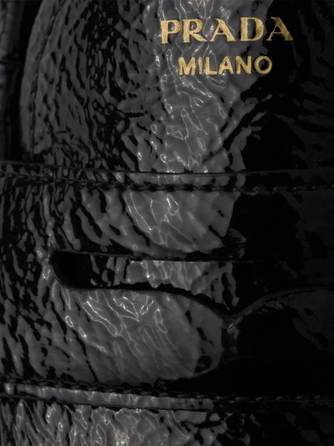 Prada leather logo loafers - Black