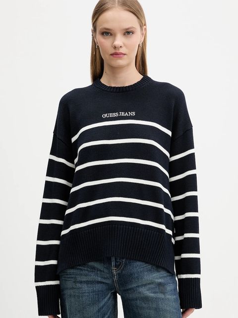 Guess Jeans sweter bawełniany damski kolor granatowy lekki W5BR03 Z3HM1 - zdjęcie produktu nr 1