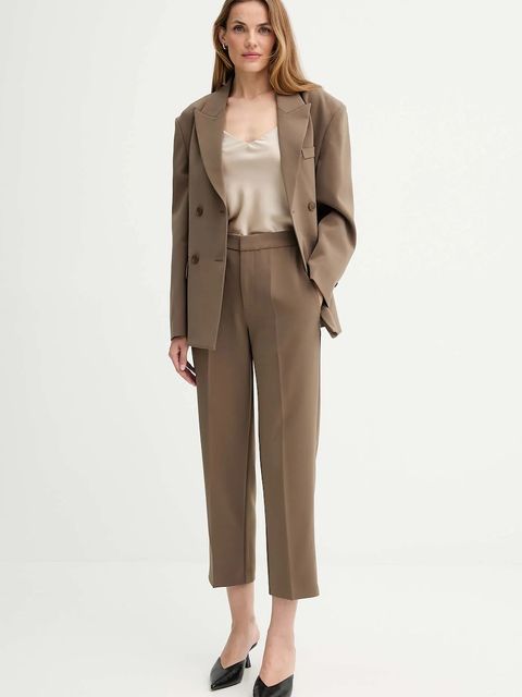 ISABELLE BLANCHE spodnie damskie kolor zielony proste high waist IS25FW-P050-T001