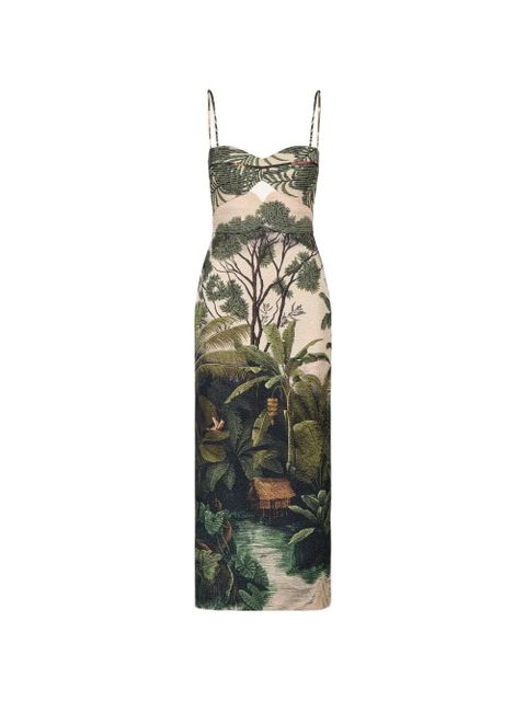 Johanna Ortiz Tropicana floral-jacquard midi dress - Green - zdjęcie produktu nr 1