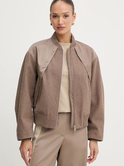 BOSS kurtka bomber z domieszką wełny Paisie kolor brązowy przejściowa 50543411 - zdjęcie produktu nr 1