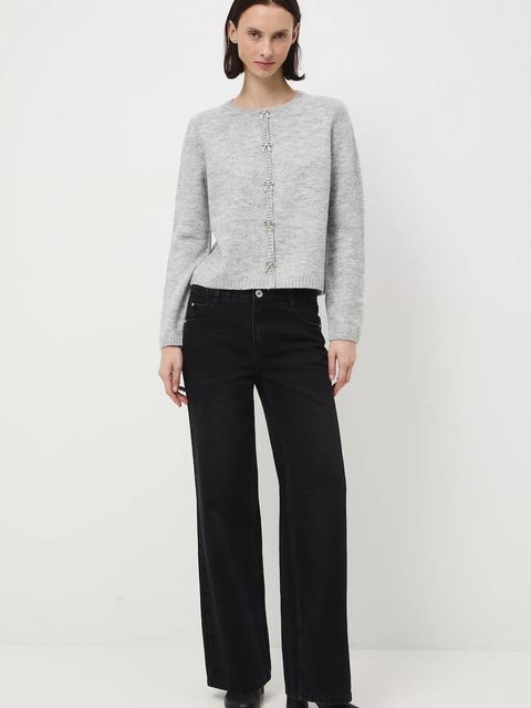 Medicine kardigan z domieszką wełny damski kolor szary lekki - zdjęcie produktu nr 2