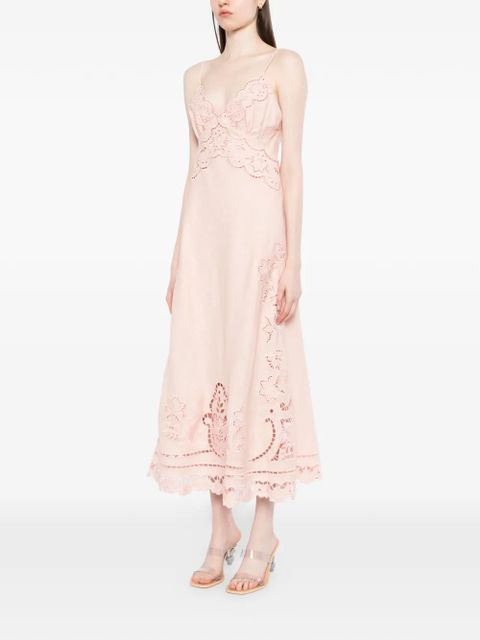 FARM Rio Richelieu midi dress - Pink