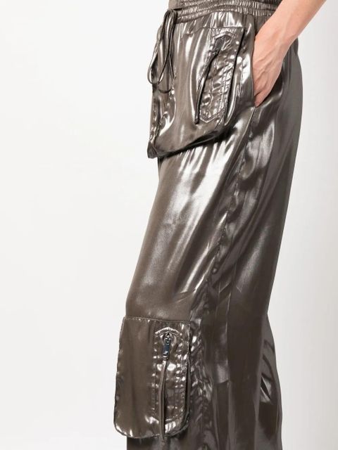 Blumarine high-waisted high-shine trousers - Green