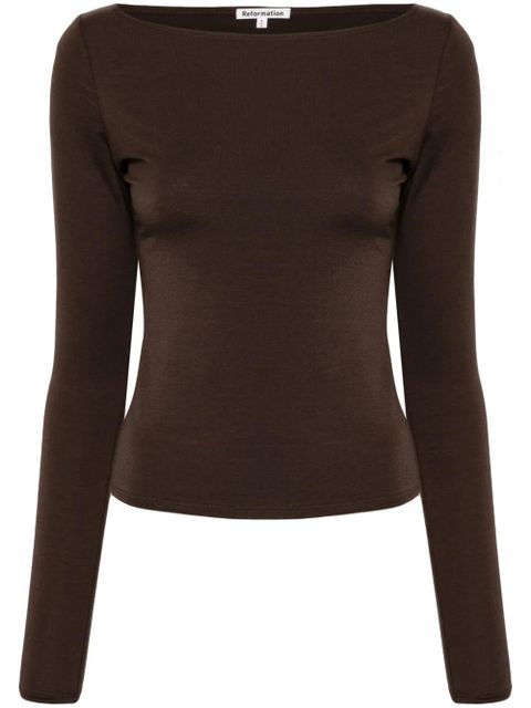 Reformation Wiley boat-neck top - Brown - zdjęcie produktu nr 1