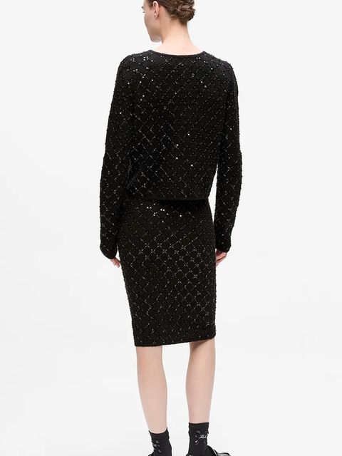 Karl Lagerfeld kardigan z domieszką wełny damski kolor czarny A4W18057