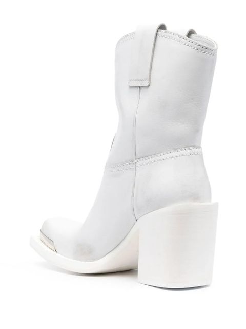 Miu Miu mid-calf leather cowboy boots - White