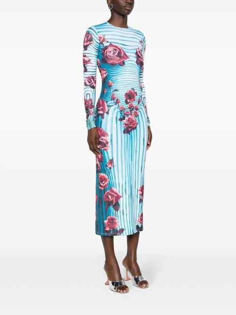 Jean Paul Gaultier Flower Body Morphing midi dress - Blue