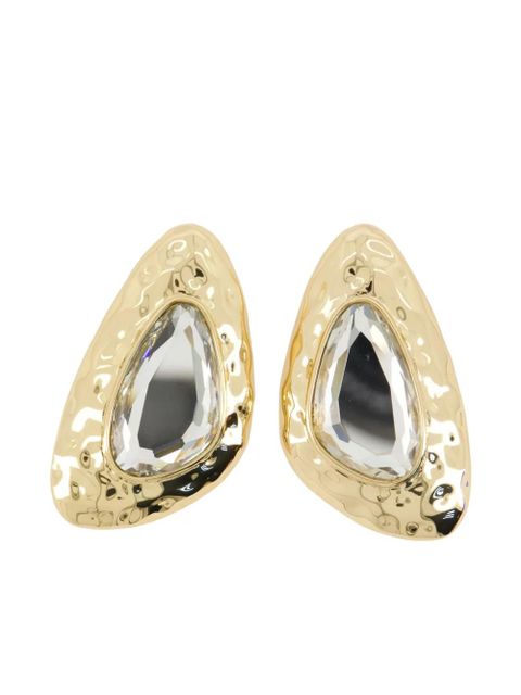Self-Portrait crystal-embellished hammered earrings - Gold - zdjęcie produktu nr 1