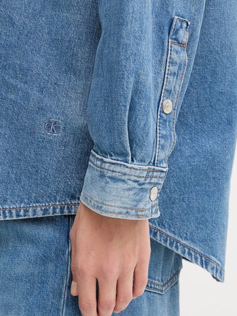 Calvin Klein Jeans koszula jeansowa damska kolor niebieski relaxed z kołnierzykiem klasycznym LV047C783G - zdjęcie produktu nr 2