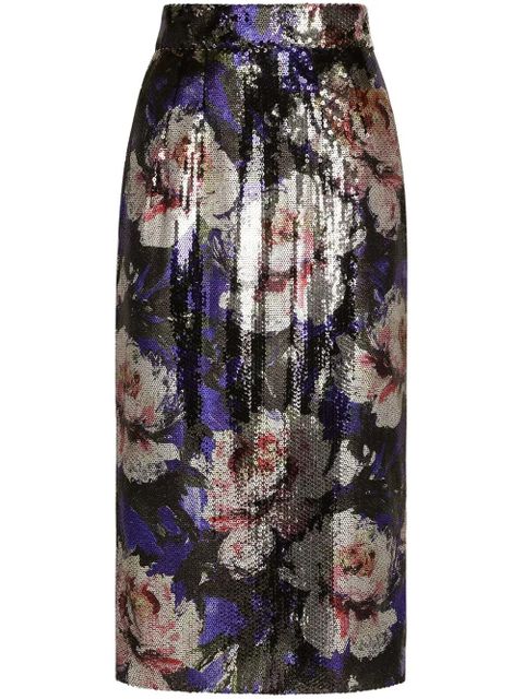 Dolce & Gabbana sequin-embellished pencil midi skirt - Purple - zdjęcie produktu nr 1
