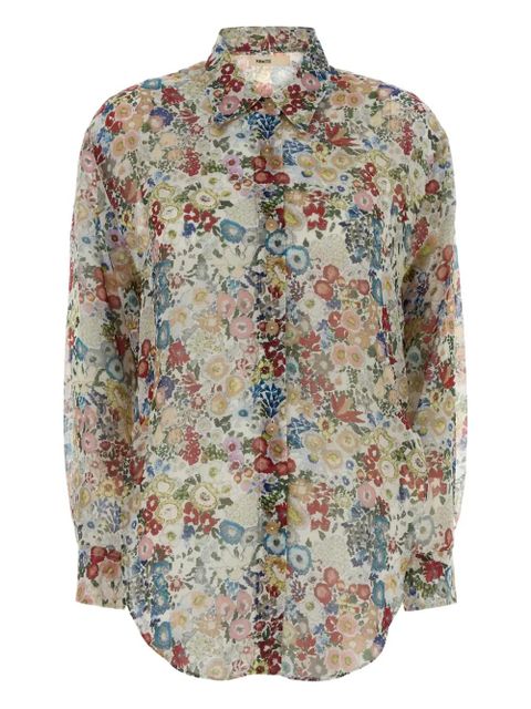 KHAITE floral-pattern silk shirt - Green - zdjęcie produktu nr 1