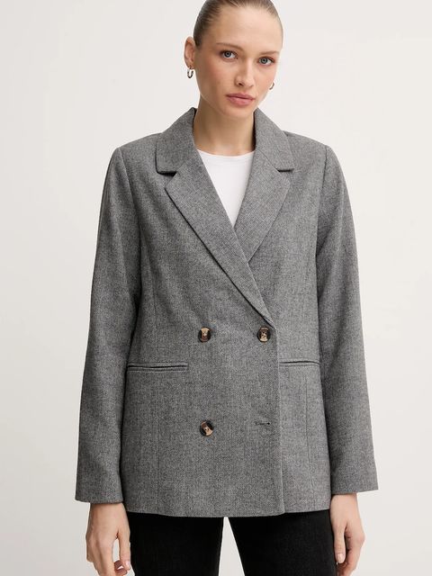 Pepe Jeans marynarka z domieszką wełny kolor szary dwurzędowa wzorzysta PL4024351 - zdjęcie produktu nr 1