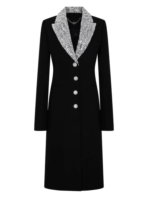 Rabanne sequin-collar wool coat - Black - zdjęcie produktu nr 1