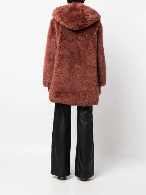 Yves Salomon short hooded wool coat - Brown