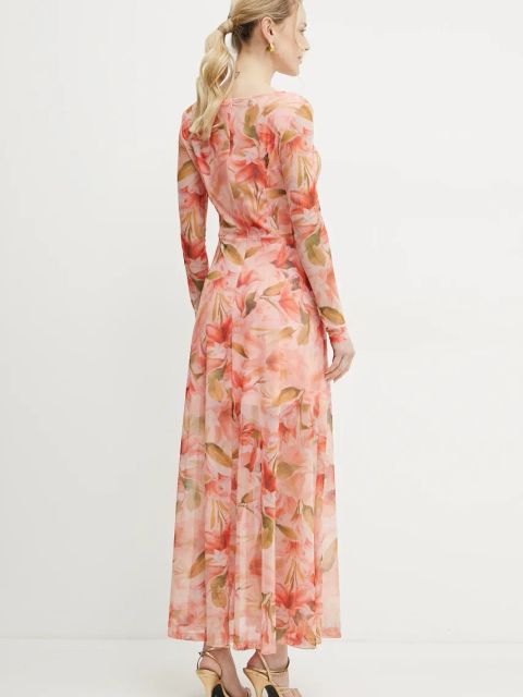 Fracomina sukienka kolor różowy maxi rozkloszowana FS25SD3004W749K9