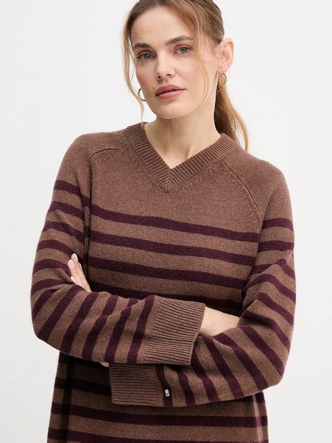 Tommy Hilfiger sukienka wełniana kolor brązowy midi oversize WW0WW46761