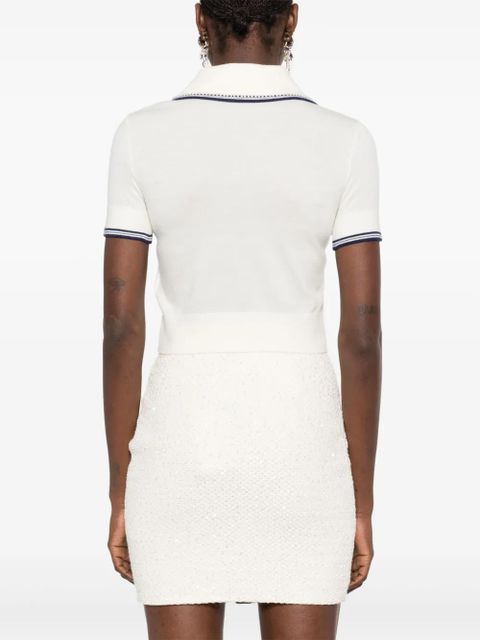 Self-Portrait SP-patch polo top - White