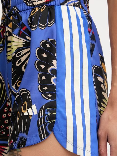 adidas Performance szorty treningowe x Farm Rio damskie kolor niebieski wzorzyste high waist JL7006