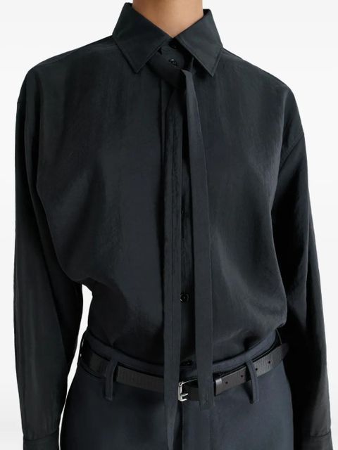 LEMAIRE tie-neck shirt - Black