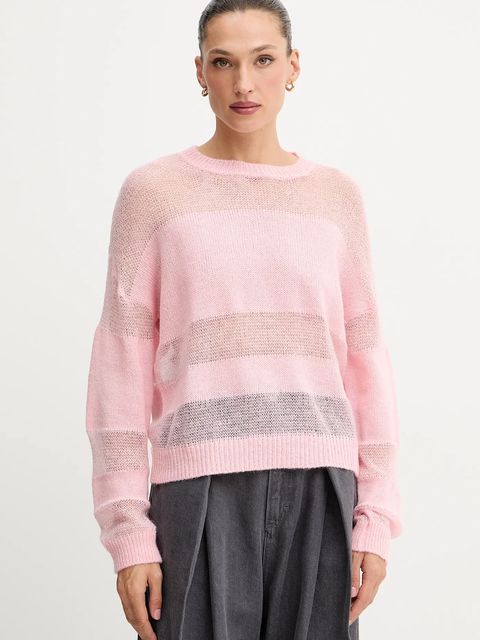 Patrizia Pepe sweter z dodatkiem wełny damski kolor różowy lekki 2K0335 K296 - zdjęcie produktu nr 1