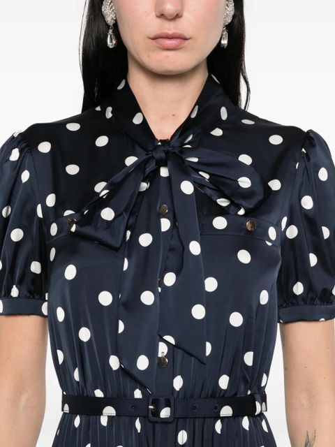 Self-Portrait polka dot pleated midi dress - Blue