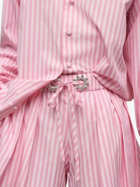AREA pleated striped shorts - Pink