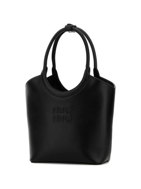 Miu Miu Ivy embossed-logo leather tote bag - Black