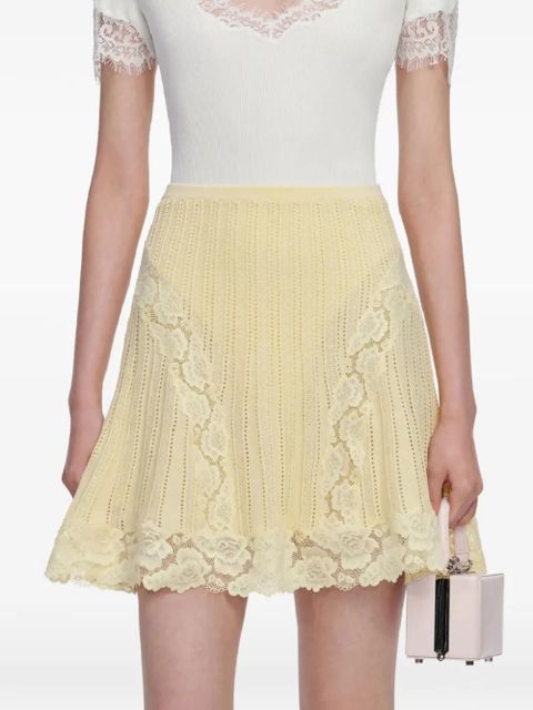 Self-Portrait lace trim mini skirt - Yellow