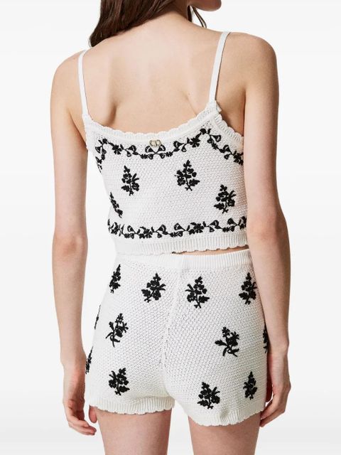 TWINSET embroidered crop top - White