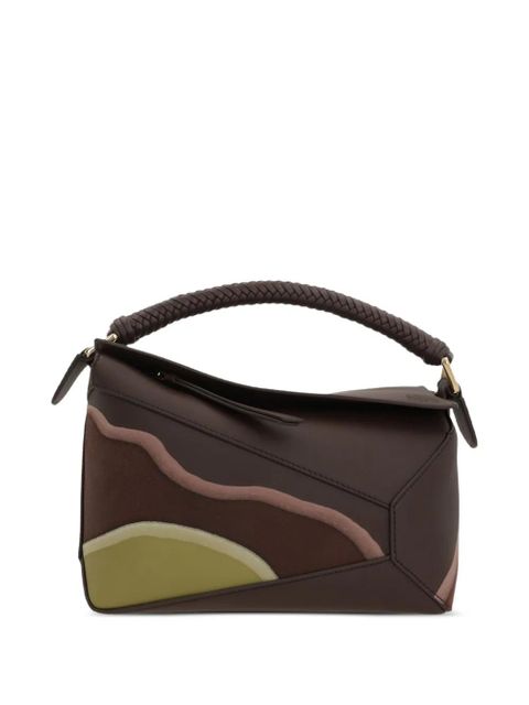 LOEWE Puzzle braided-handle panelled tote bag - Brown - zdjęcie produktu nr 2