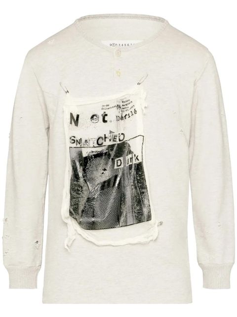 Maison Margiela Invitation distressed cotton sweatshirt - Neutrals - zdjęcie produktu nr 1