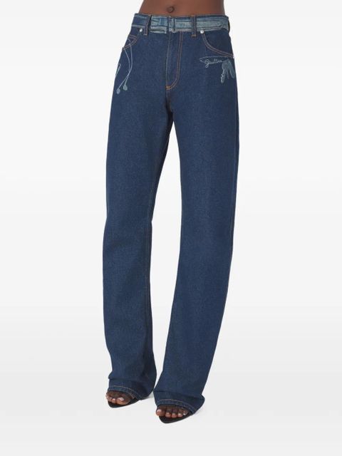 Jean Paul Gaultier Trompe l'oeil-print jeans - Blue