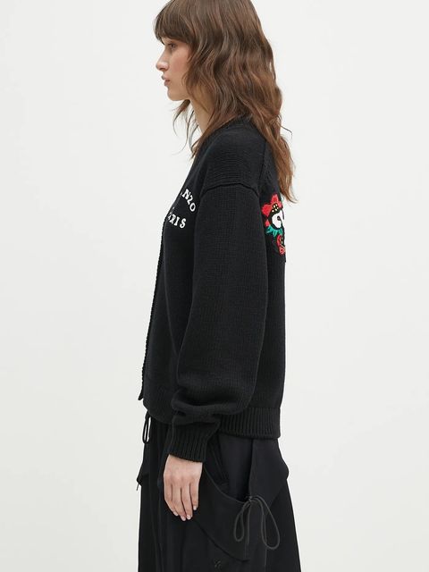 Kenzo kardigan wełniany x Verdy damski kolor czarny ciepły FF52CA4773CX.99J
